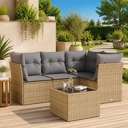5 Piece Garden Sofa Set Specifications: Beige & Modular Design