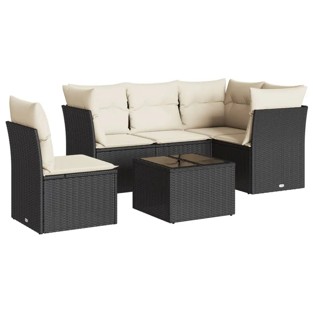 6-Piece Black Modular Garden Sofa Set