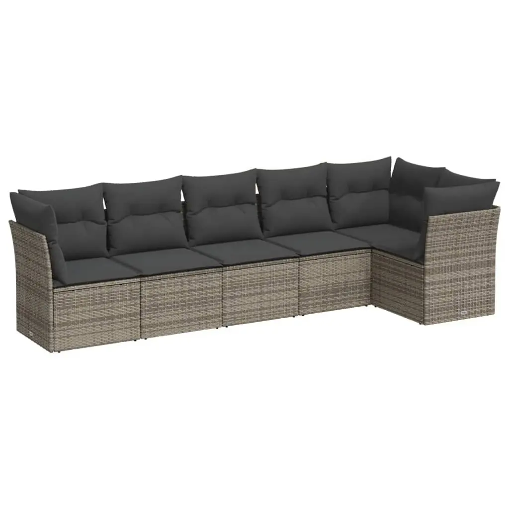 Garden Sofa Set Outdoor Furniture 6 Piece Modular Grey Poly Rattan