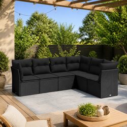 Specifications of the 6 Piece Black Garden Sofa Set