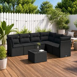 7 Piece Garden Sofa Set Specifications: Black Outdoor Furniture
