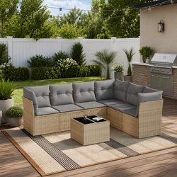 7 Piece Modular Garden Sofa Set – Beige Colour