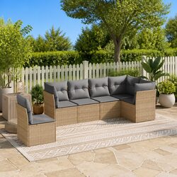 Specifications of 6-Piece Garden Sofa Set in Beige Rattan