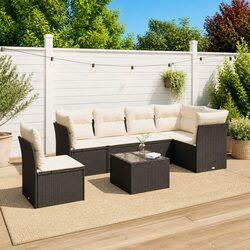 7 Piece Garden Sofa Set: Black, Modular, Weather-Resistant