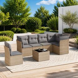 Specifications for 7 Piece Garden Sofa Set in Beige