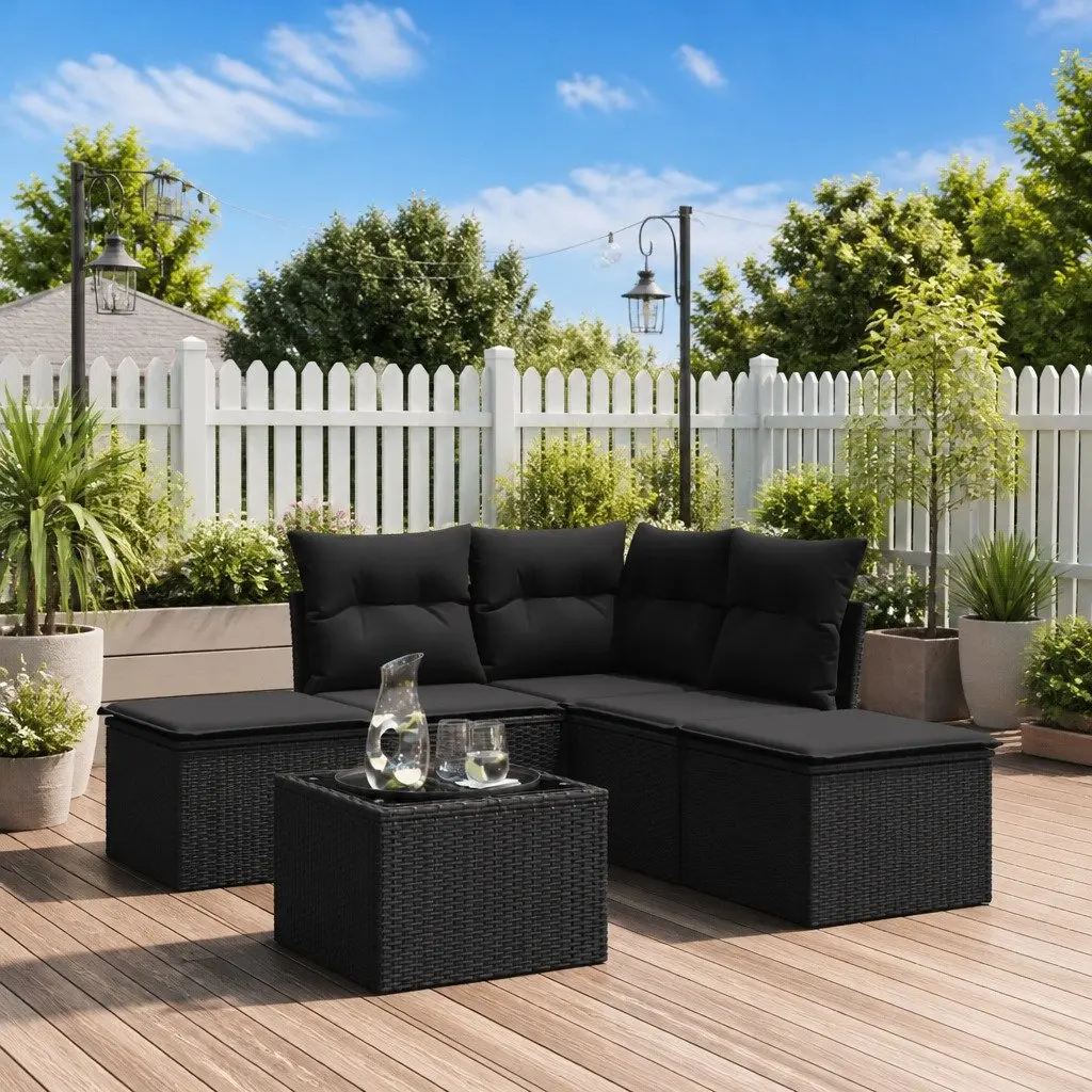 6-Piece Garden Sofa Set in Black
