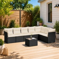 Specifications of 8-Piece Black Garden Sofa Set