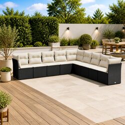 Garden Sofa Set 9 Piece Outdoor Furniture Patio Sectional with Storage Cushions