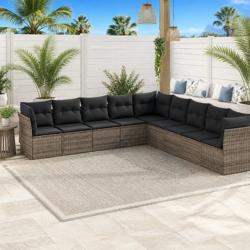 9 Piece Modular Garden Sofa Set with Water-Resistant Storage