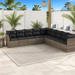 9 Piece Modular Garden Sofa Set with Water-Resistant Storage