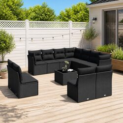 12 Piece Outdoor Furniture Set - Black PE Rattan Specs