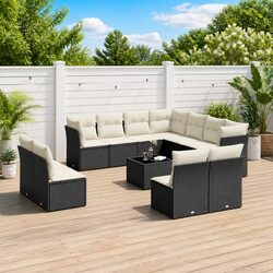 Garden Sofa Set - 12 Piece Black Rattan Outdoor Furniture