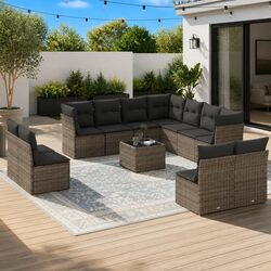 Specifications of 12 Piece Grey Rattan Garden Sofa Set