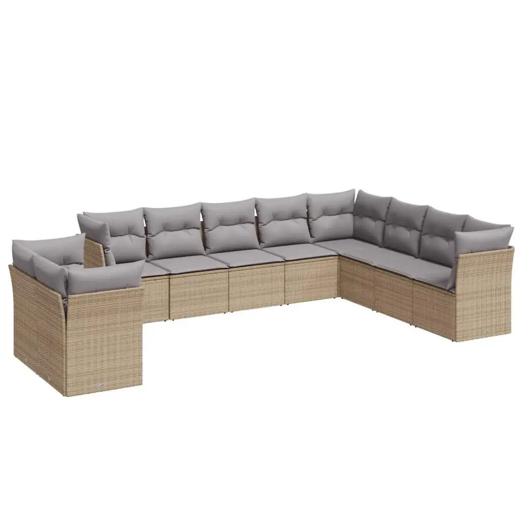 10 Piece Modular Outdoor Garden Sofa Set for Patio Furniture Beige