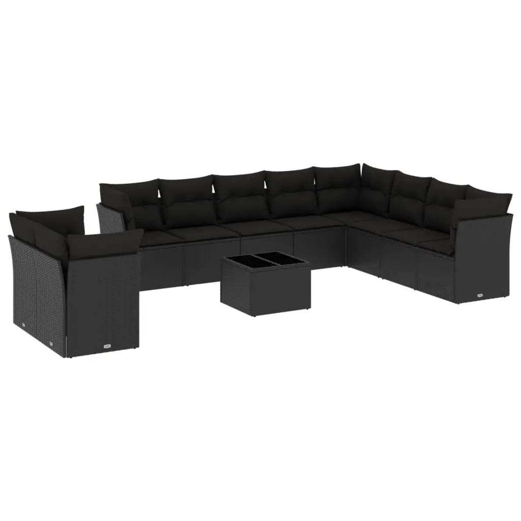 11 Piece Black Garden Sofa Set