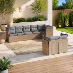 Specifications of 8-Piece Beige Poly Rattan Sofa Set