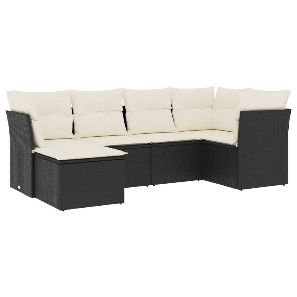 6 Piece Garden Sofa Set Outdoor Patio Furniture Black Poly Rattan