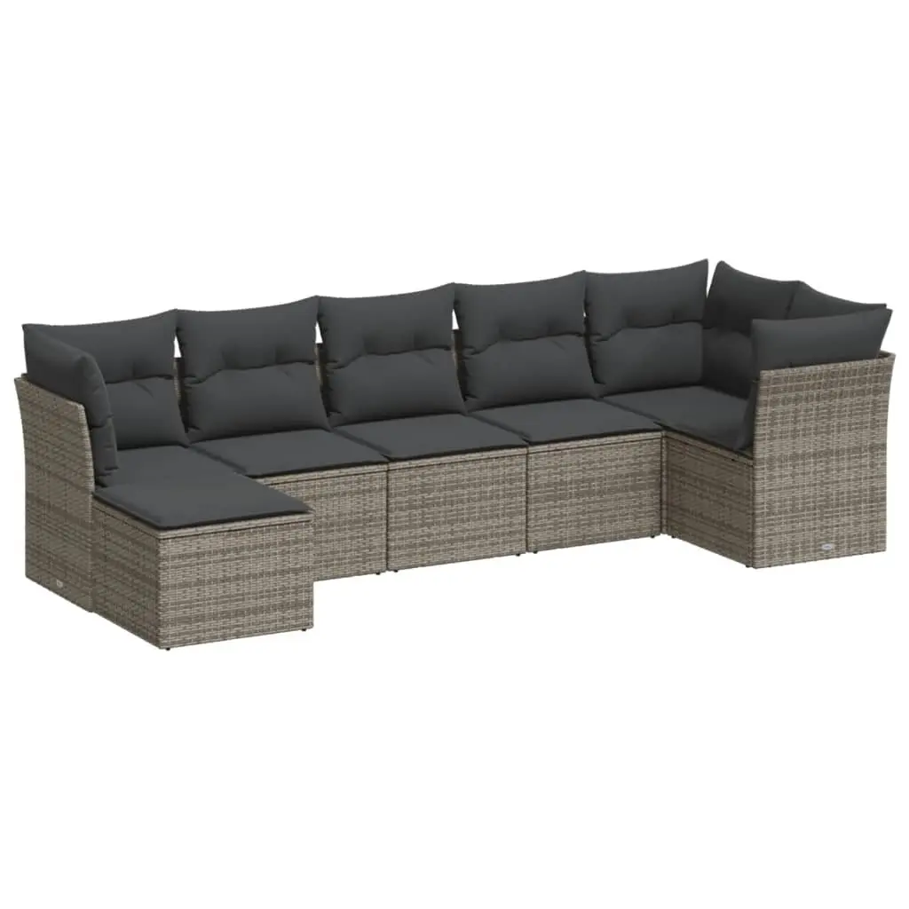 Garden Sofa Set 7 Piece Outdoor Furniture Patio Grey Poly Rattan Modular