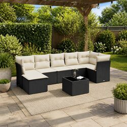 8-Piece Modular Garden Sofa Set with PE Rattan Construction