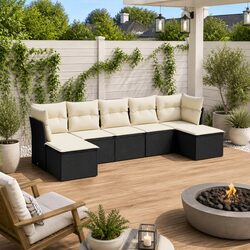 7 Piece Black Modular Outdoor Sofa Set Specifications