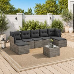 Specifications of 8 Piece Grey Poly Rattan Garden Sofa Set