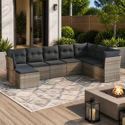 8-Piece Outdoor Sofa Set Specifications - Grey Poly Rattan