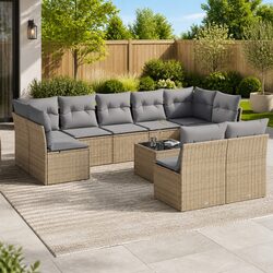 Specifications for 10-Piece Outdoor Sofa Set in Beige