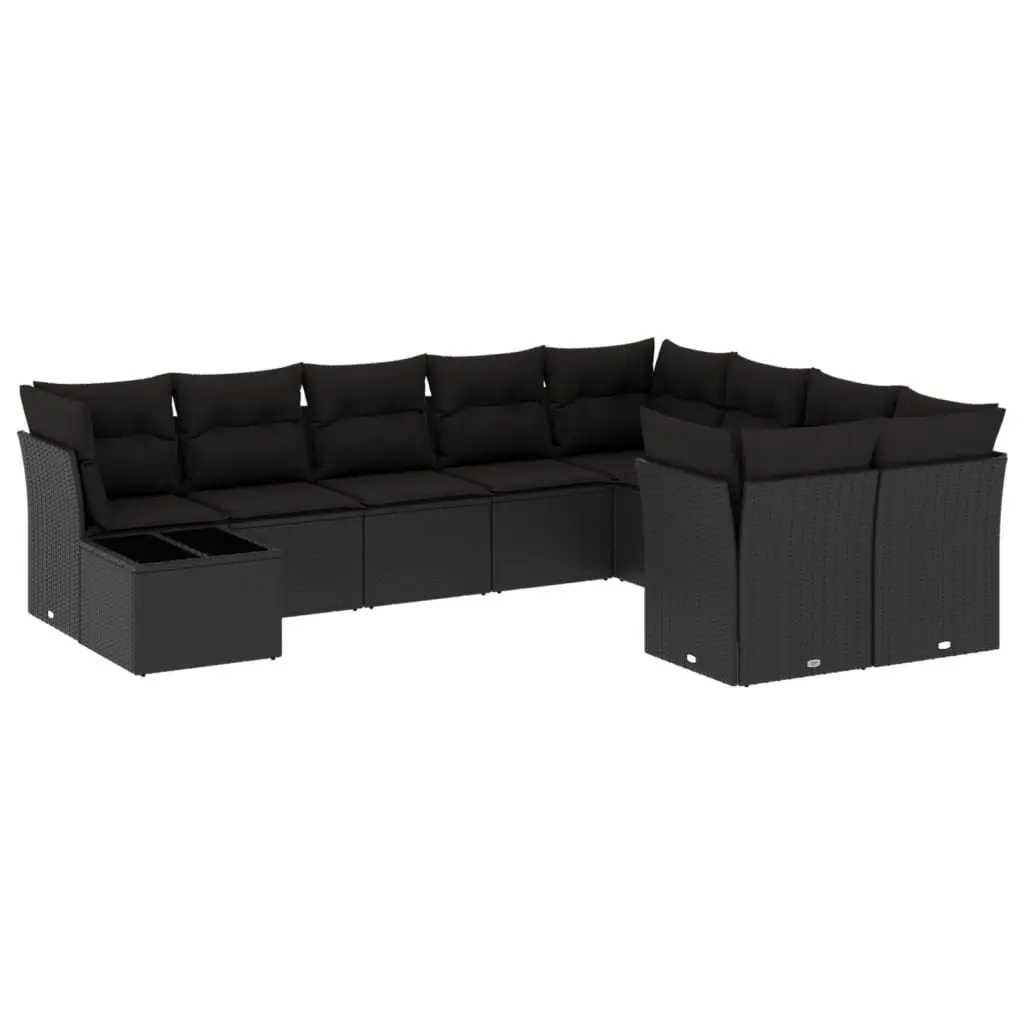 10-Piece Black Modular Patio Sofa Set