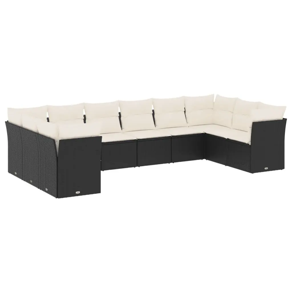 Modular Outdoor Sofa Set 10 Piece Patio Furniture Black PE Rattan
