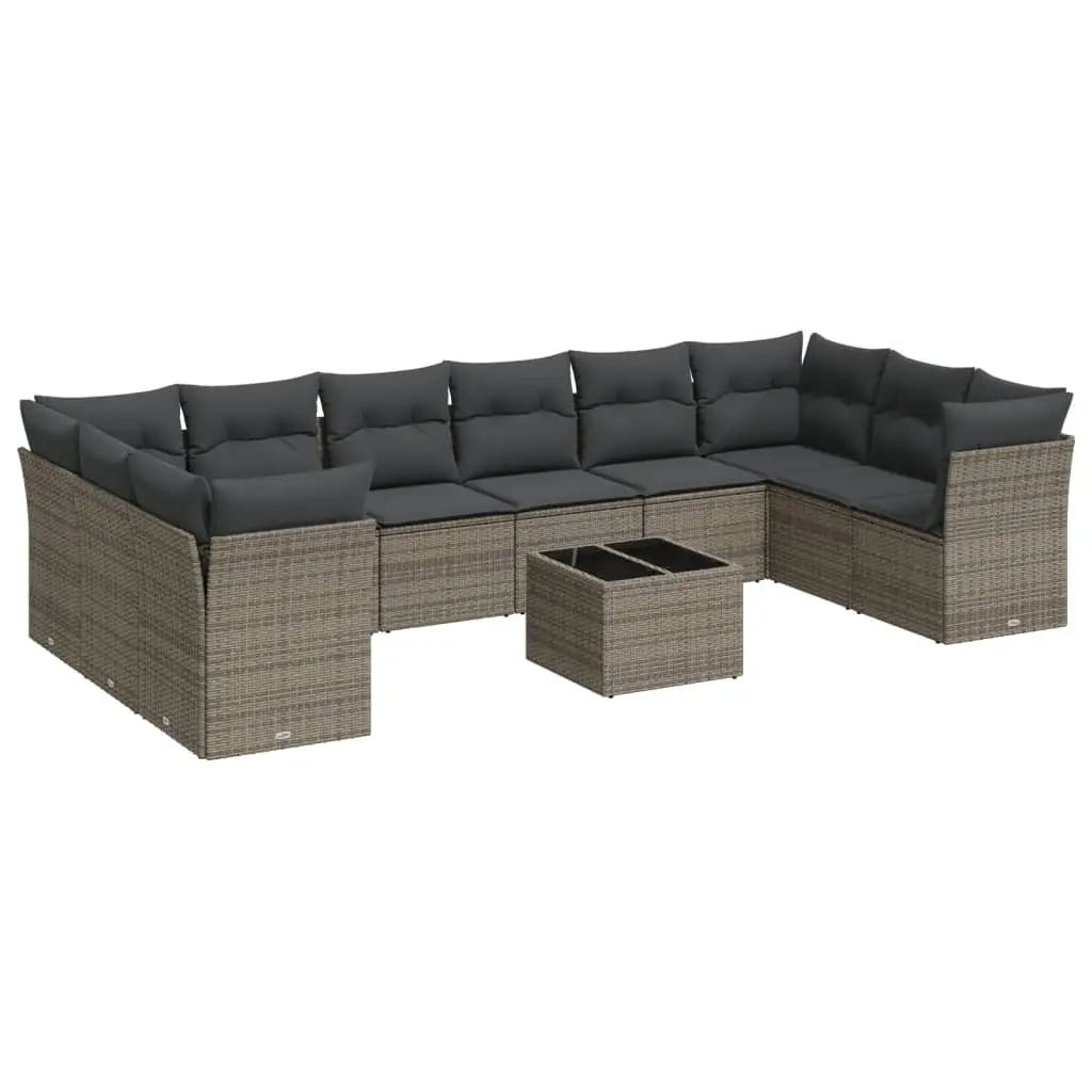 Garden Sofa Set Outdoor Furniture 11 Piece Grey Poly Rattan Patio Lounge