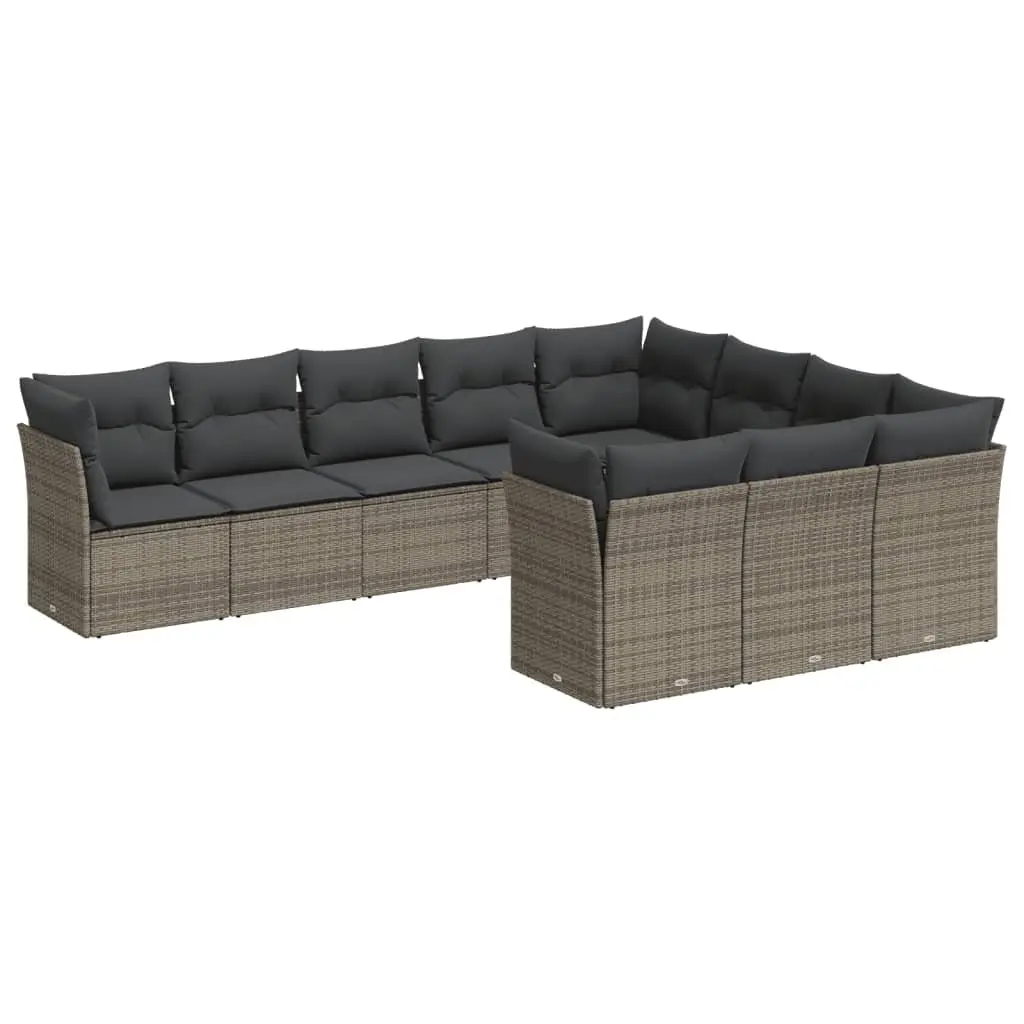 Garden Sofa Set Outdoor Furniture 10 Piece Grey with Storage Cushions