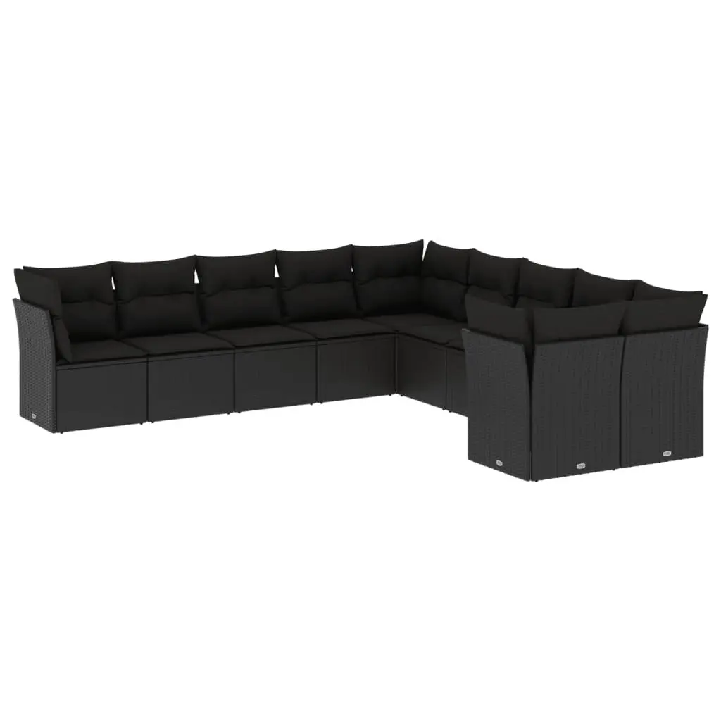 Garden Sofa Set Outdoor Furniture Modular 10 Piece Black Poly Rattan