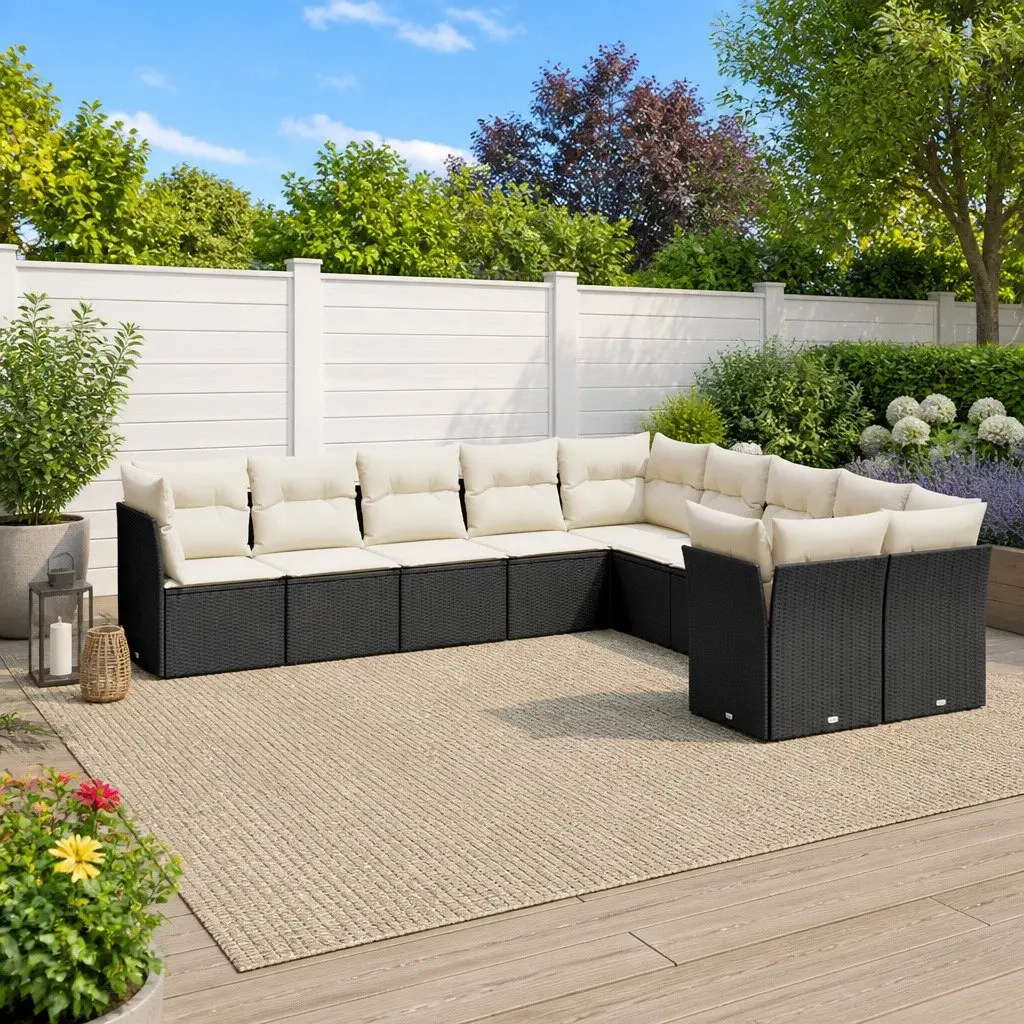 10 Piece Garden Sofa Set in Black