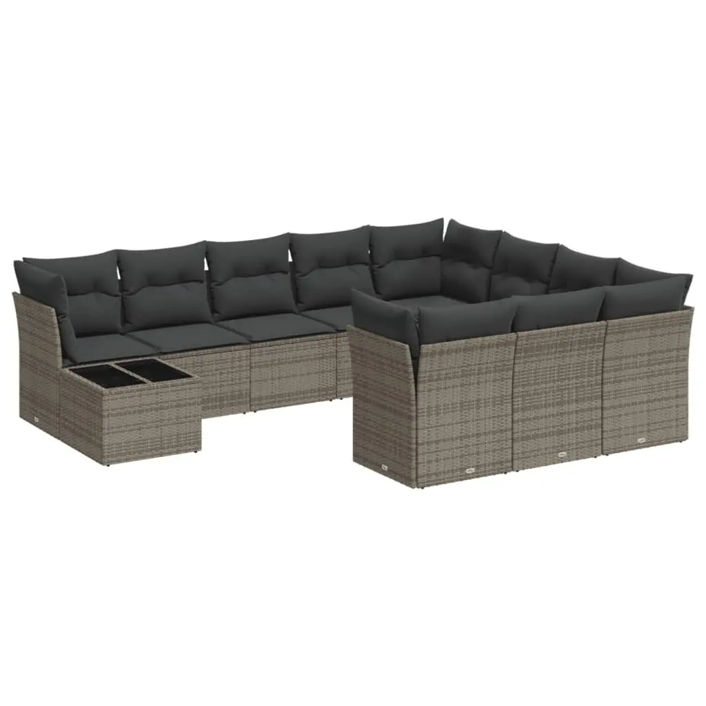Garden Sofa Set Outdoor Furniture 11 Piece Grey Poly Rattan Patio Seating