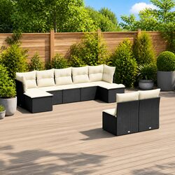 Specifications for 9-Piece Black Garden Sofa Set