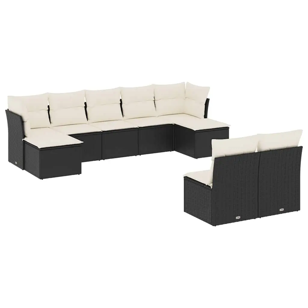 Garden Sofa Set Outdoor Furniture Patio Seating 9 Piece Black with Cushions