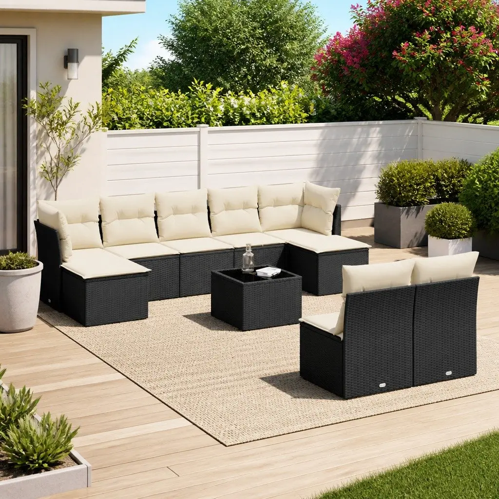 Garden Sofa Set Outdoor Furniture 10 Piece Patio Sectional with Storage Cushions