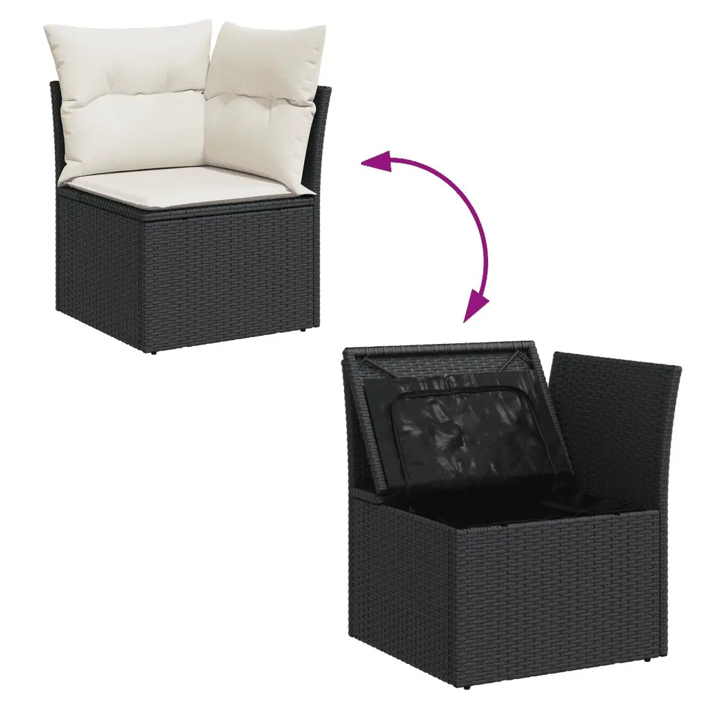 Garden Sofa Set Outdoor Furniture 10 Piece Black Poly Rattan with Cushions