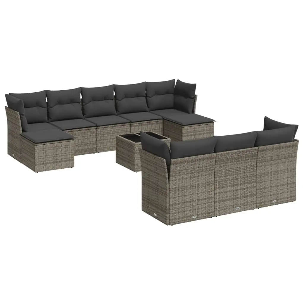 Garden Sofa Set 11 Piece Outdoor Furniture Patio Lounge Grey with Storage