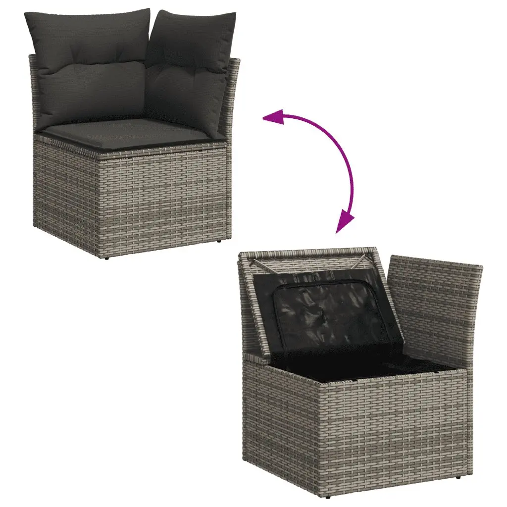Garden Sofa Set 11 Piece Outdoor Furniture Patio Lounge Grey with Storage