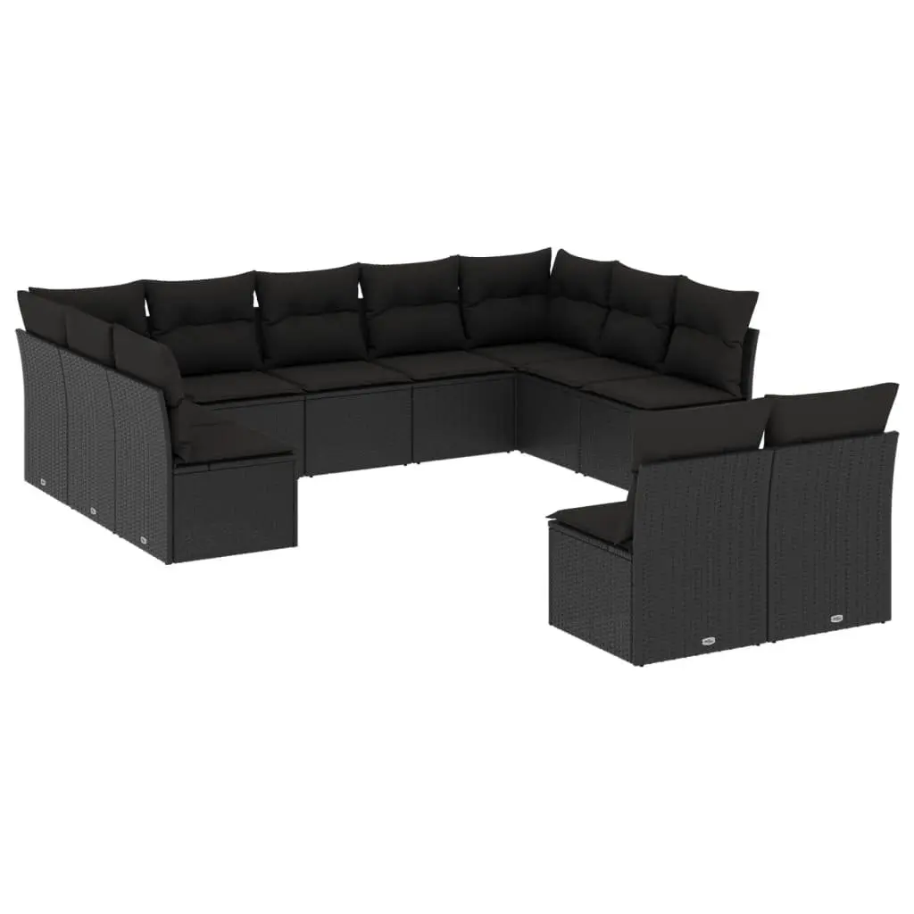 Outdoor Sofa Set 11 Piece Patio Furniture Modular Black Rattan with Cushions