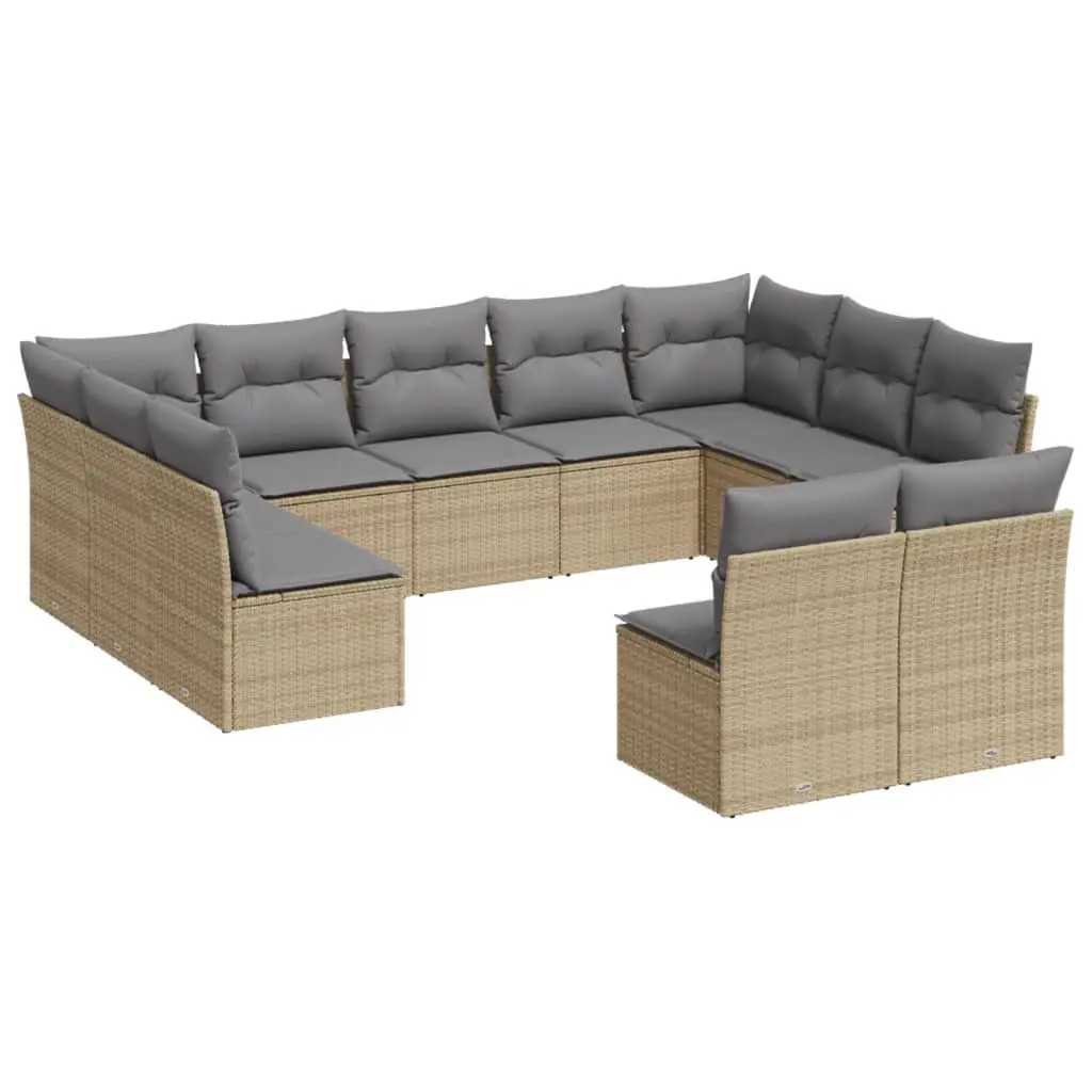 Outdoor Garden Sofa Set 11 Piece Modular Patio Furniture Beige