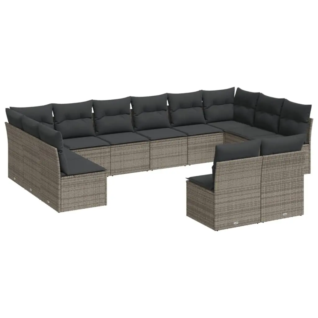 Garden Sofa Set Outdoor Furniture 12 Piece Modular Grey Poly Rattan