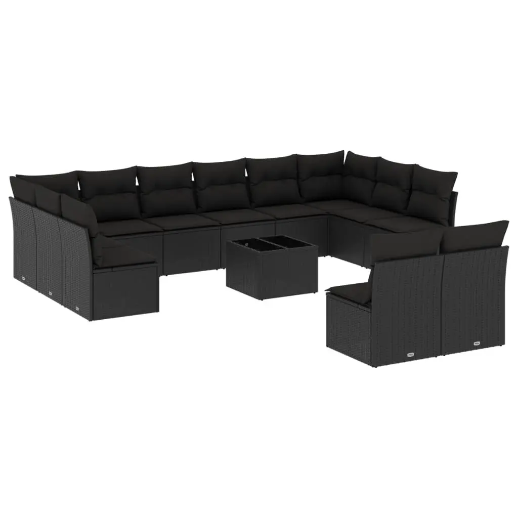 13 Piece Black Outdoor Sofa Set