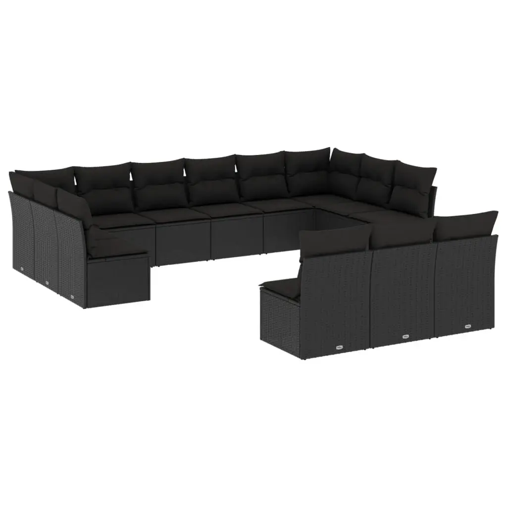 Garden Sofa Set Outdoor Patio Furniture 13 Piece Black Poly Rattan Modular