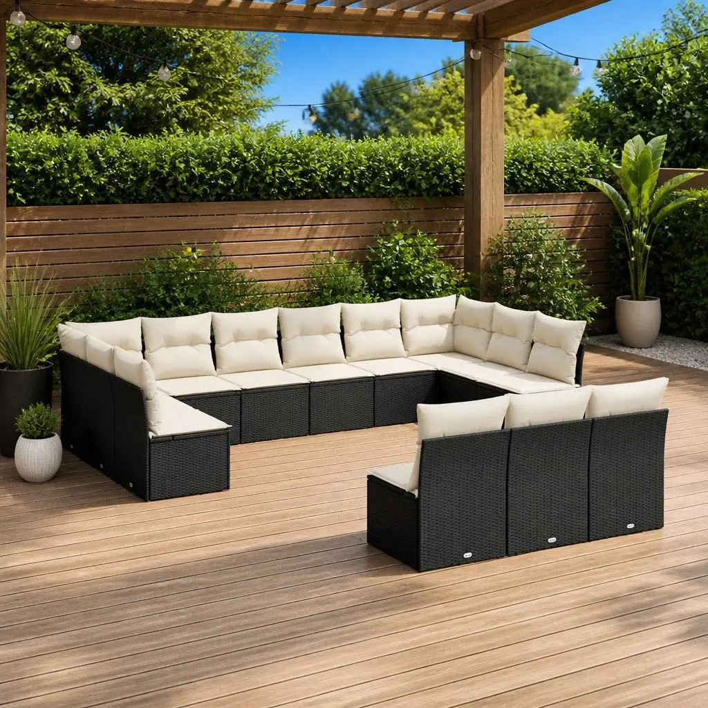 Black Poly Rattan Garden Sofa Set