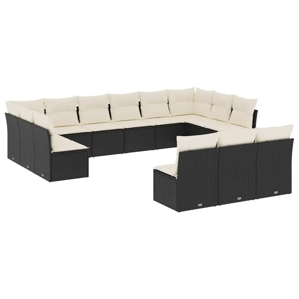 Black Poly Rattan Garden Sofa Set
