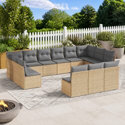 Beige 13 Piece Garden Sofa Set with Modular Design
