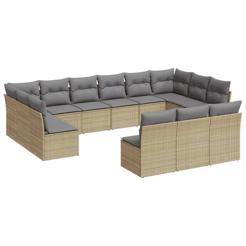 Garden Sofa Set 13 Piece Outdoor Furniture Patio Beige Rattan Modular with