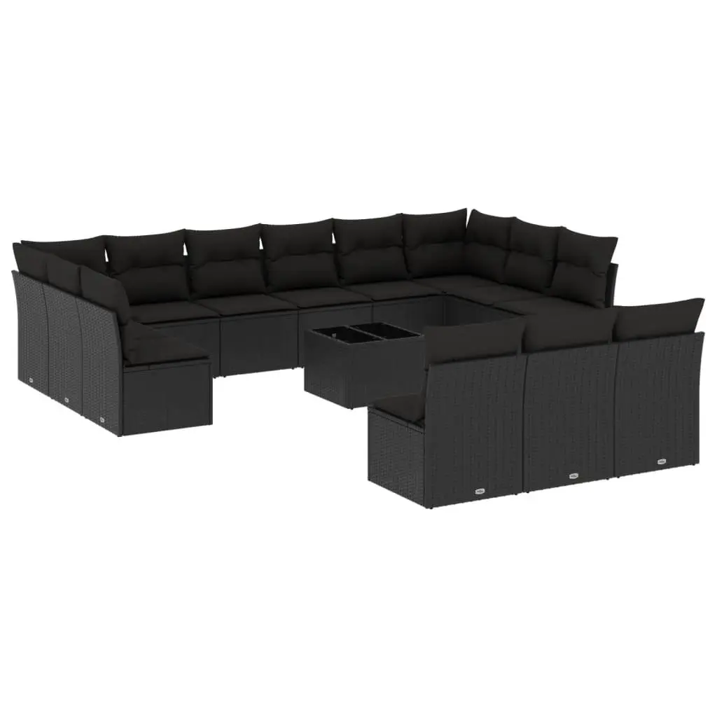 Garden Sofa Set Outdoor Furniture Patio 14 Piece Black Poly Rattan Modular